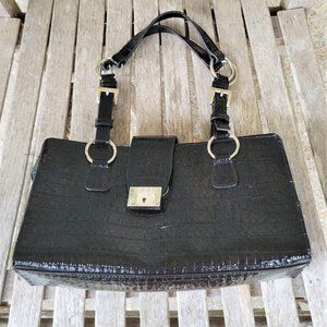 XOXO Black Mock Croc Faux Leather Shoulder Bag